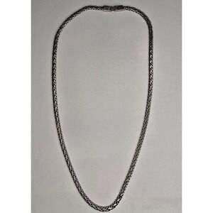 VTG 24" Heavy 925 Serling Silver Wheat ( Spiga ) Oxidized Chain Necklace